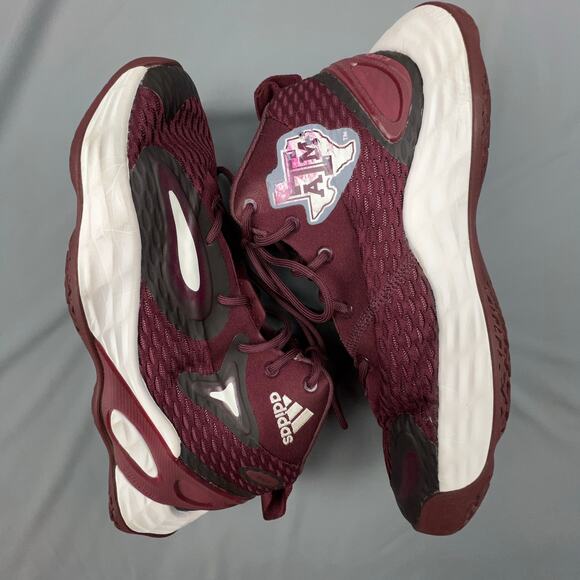 Adidas Exhibit A Mid Maroon White Basketball Shoes Texas A&M NCAA PE Mens 8.5 main image 4